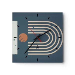 Wall clock - Clock on glass - Geometry on Navy Blue - 40x40 cm