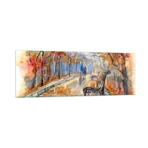 Glass picture - Walking together into Autumn - 90x30 cm
