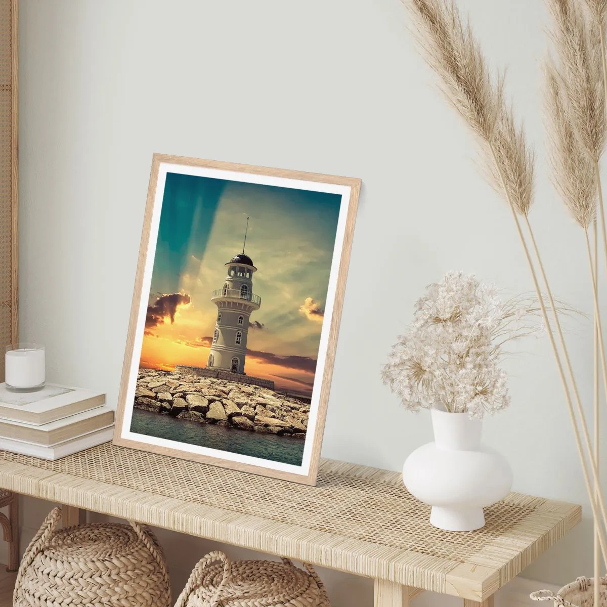 Poster in light oak frame - Light, Hope, Beauty - 61x91 cm