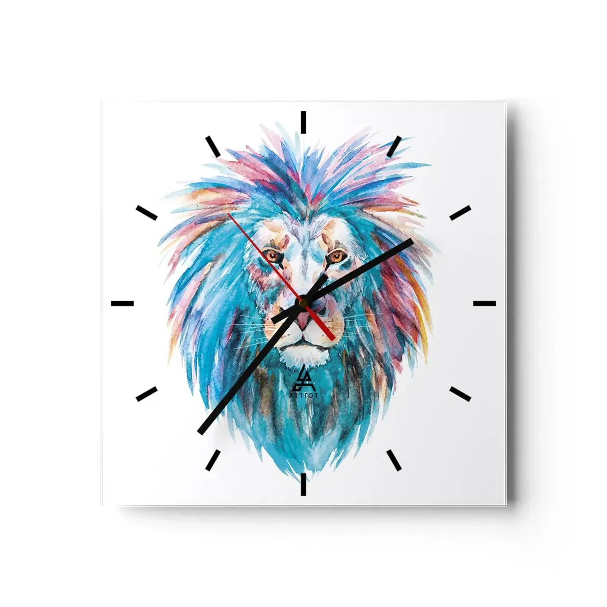 Wall clock - Clock on glass - Electrifying Aura - 40x40 cm