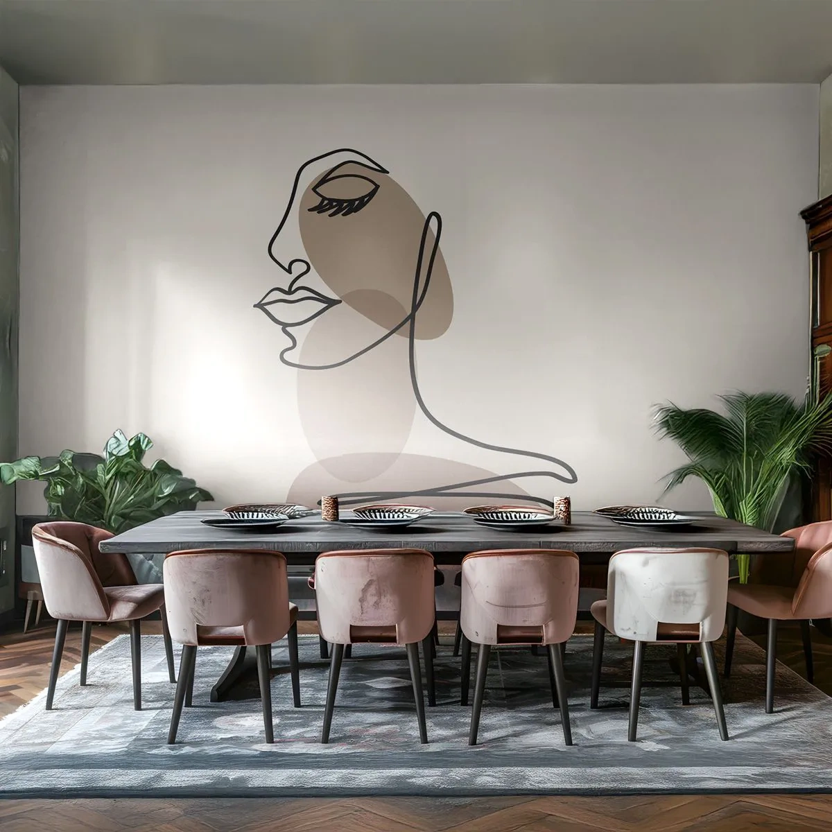 Self-Adhesive Photo Wallpaper Deluxe Sticker - Certain Line of Beauty - Abstraction, Woman's Face, Graphics - 250x175 cm