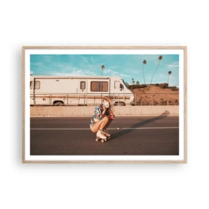 Poster in light oak frame - Smile, Please! - 100x70 cm