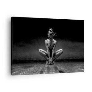 Canvas picture - A black and white portrait of a dancer in full concentration. - 70x50cm - Concentration of Dancing Energy - Modern wall decoration for the living room and bedroom ARTTOR