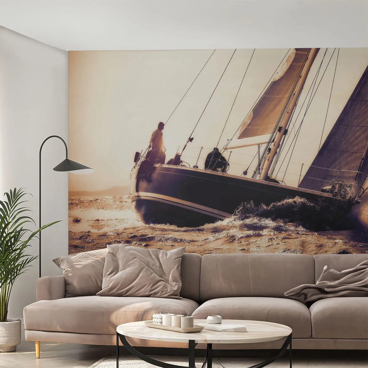 Photo Wallpaper Premium Sand - Sail, Sailor - Yacht, Sea, sailing - 100x70 cm