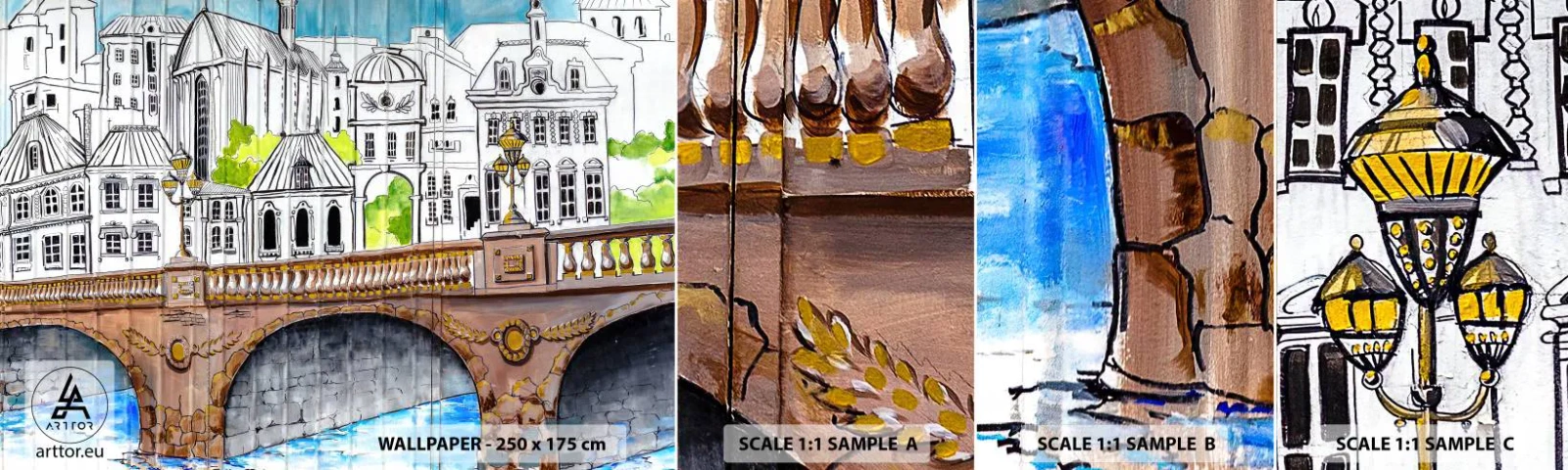 Photo Wallpaper Sample Standard Eco - City Pretty as a Picture - Graffiti, France, Architecture - 100x30 cm