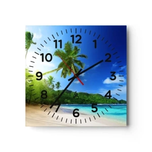 Wall clock - Clock on glass - Mild Touch of the Tropics - 30x30 cm