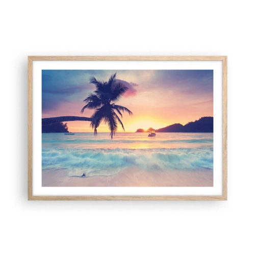 Poster in light oak frame - Evening in a Bay - 70x50 cm