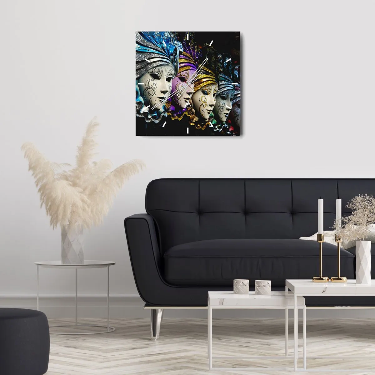 Wall clock - Clock on glass - Secret in Gold and Silver - 40x40 cm