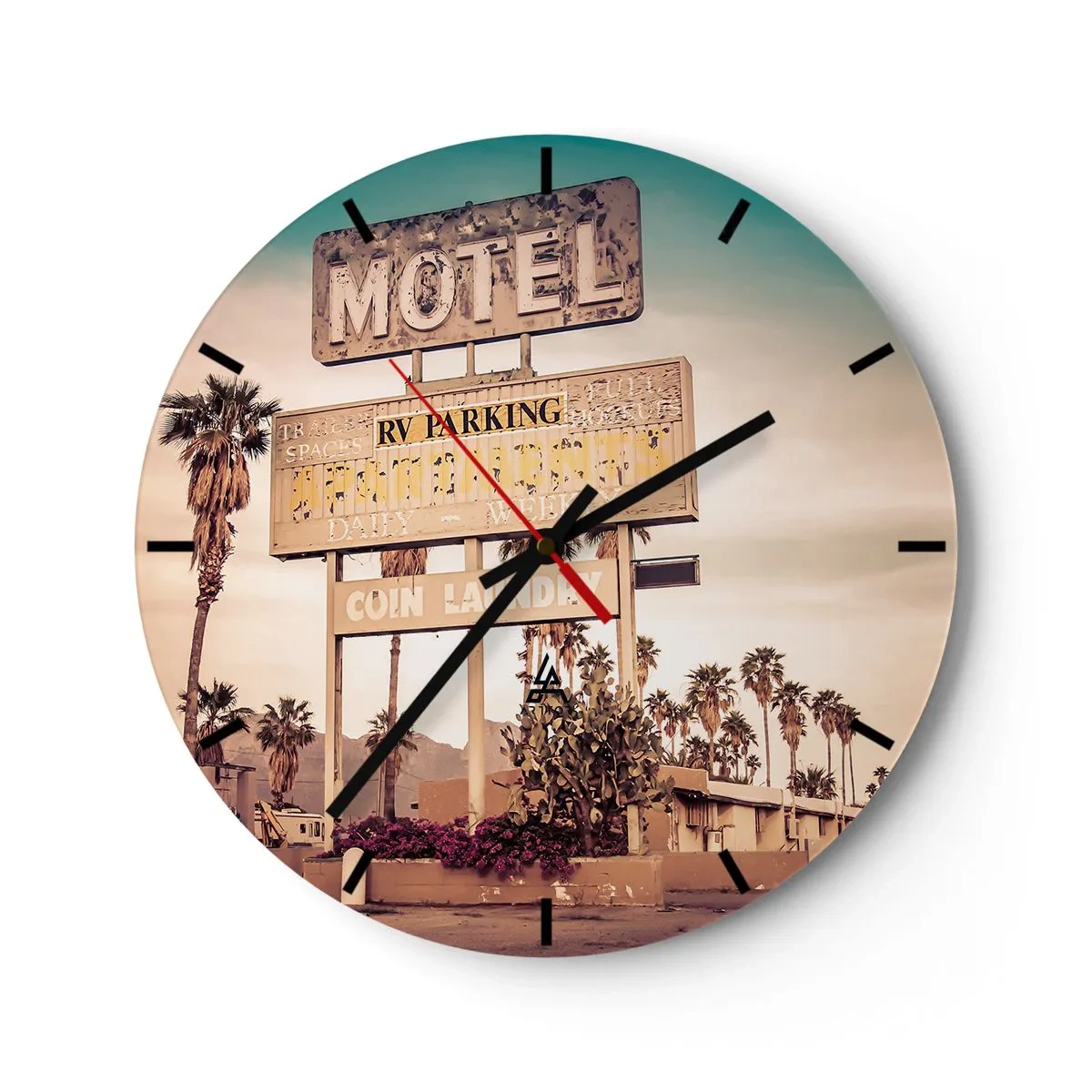 Wall clock - Clock on glass - The Time Stopped Here - 40x40 cm