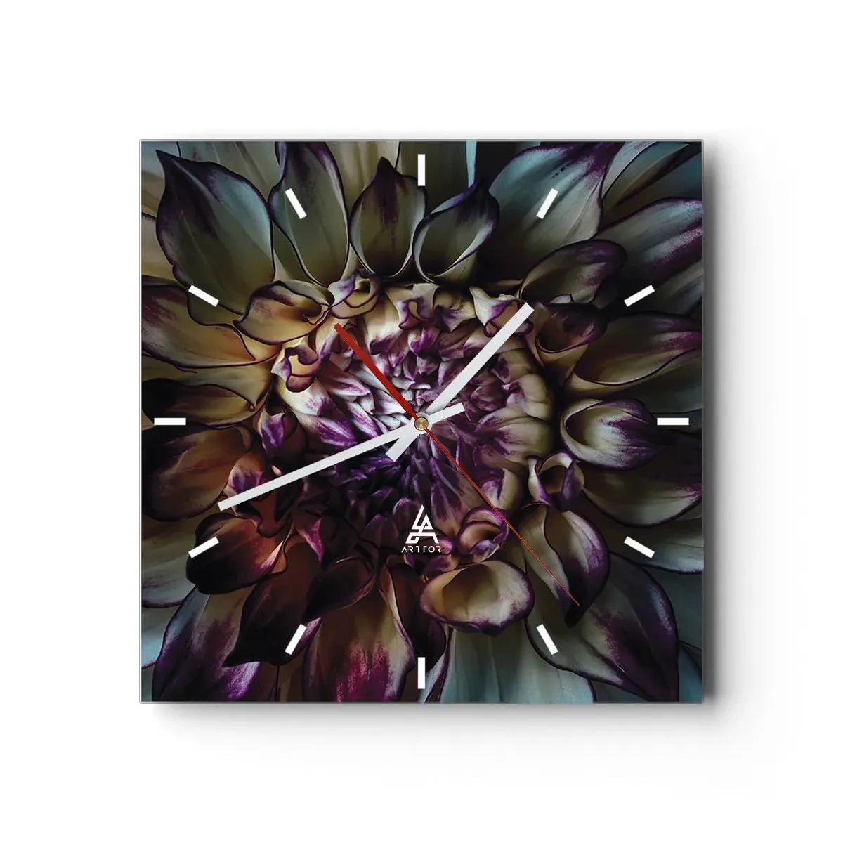 Wall clock - Clock on glass - The Blossoming of Youth - 40x40 cm