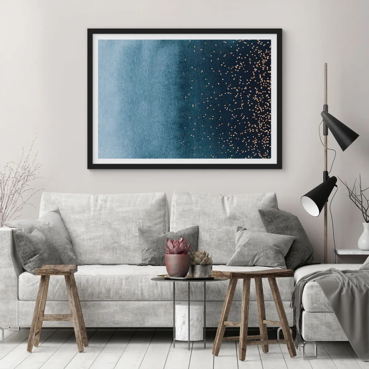 Poster in black frame - Composition - Blue Phases - 50x40 cm
