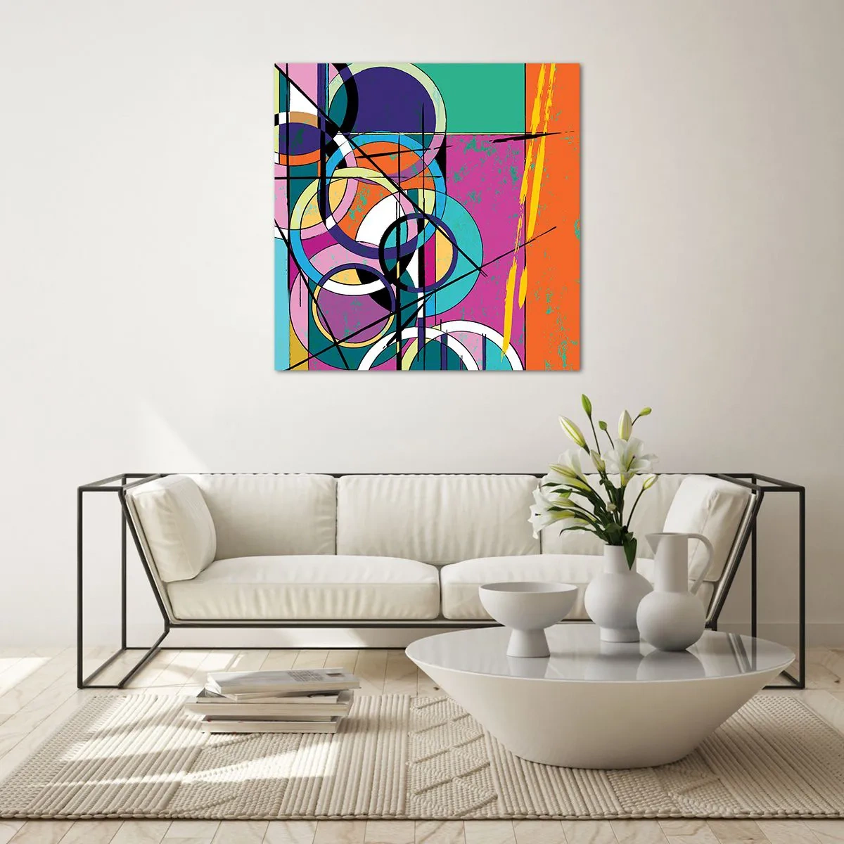 Glass picture - Wheels Go Round and Round - 70x70 cm