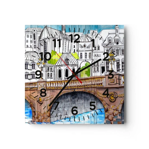 Wall clock - Clock on glass - City Pretty as a Picture - 30x30 cm
