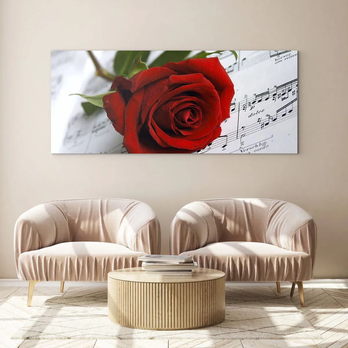 Glass picture - Music of Feelings in Scarlet - 160x50 cm