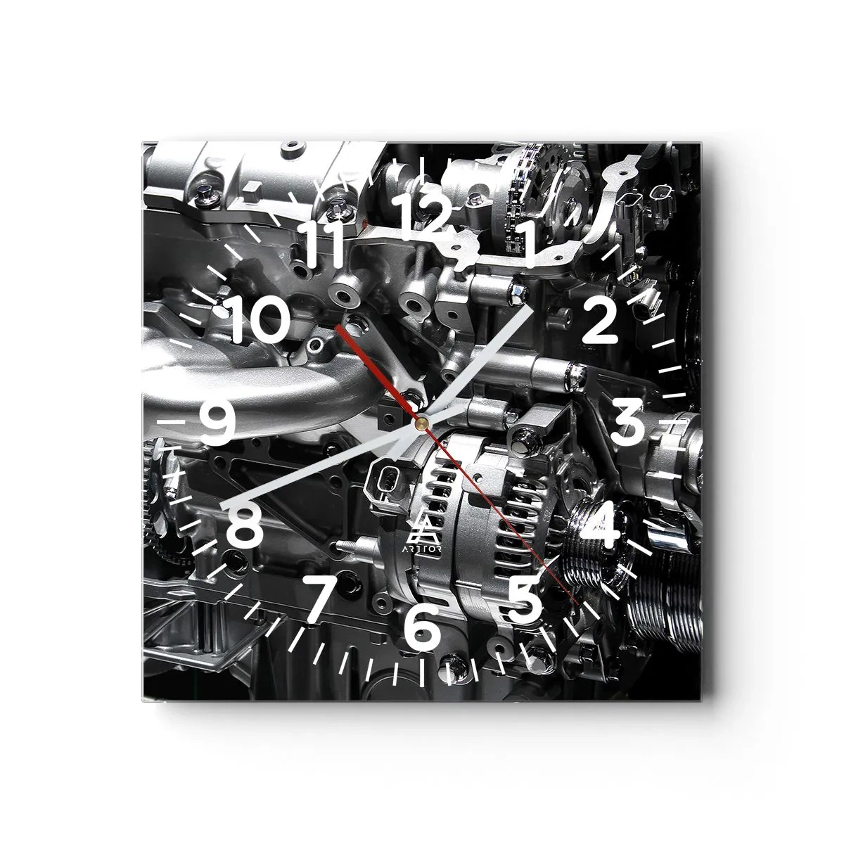 Wall clock - Clock on glass - Silver, Beautiful, Strong - 40x40 cm