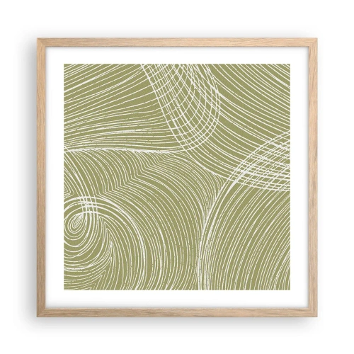 Poster in light oak frame - Intricate Abstract in White - 50x50 cm