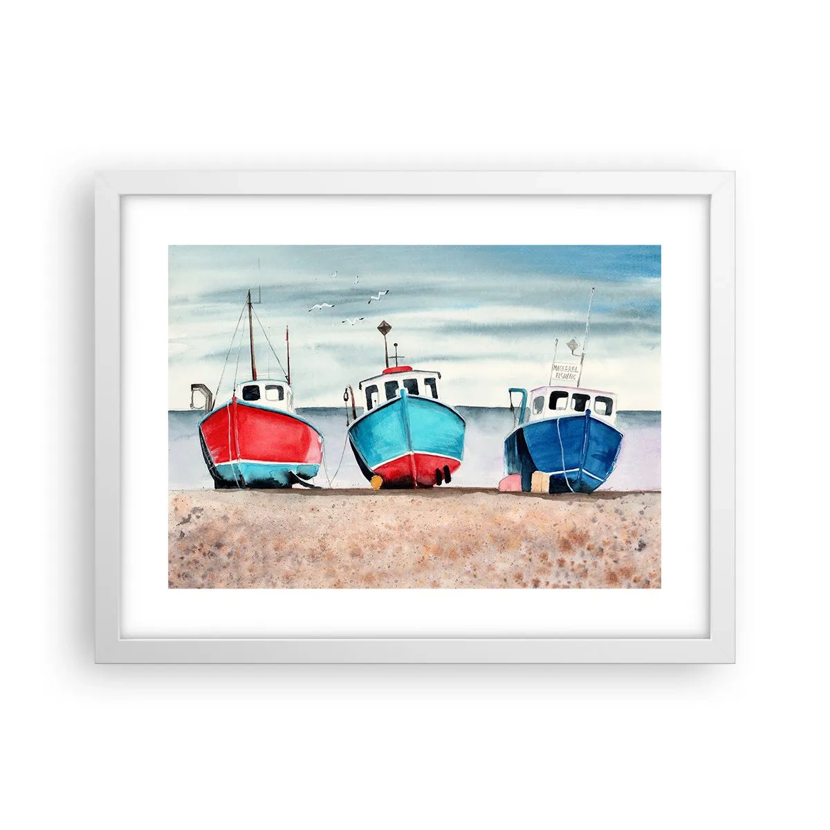 Poster in white frmae - Ready for Fishing - 40x30 cm