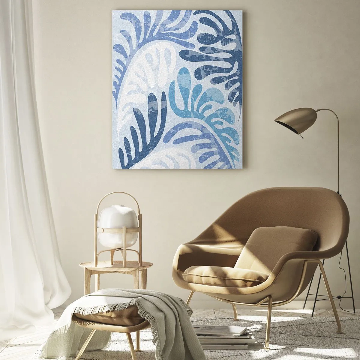 Glass picture - Blue Ferns - 80x120 cm