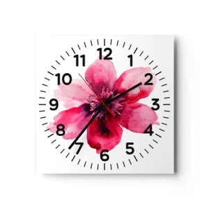 Wall clock - Clock on glass - Carmine, Fragrant Kiss - 30x30 cm