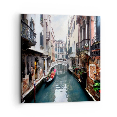 Canvas picture - Venetian View with a Gondola and a Bridge - 70x70 cm