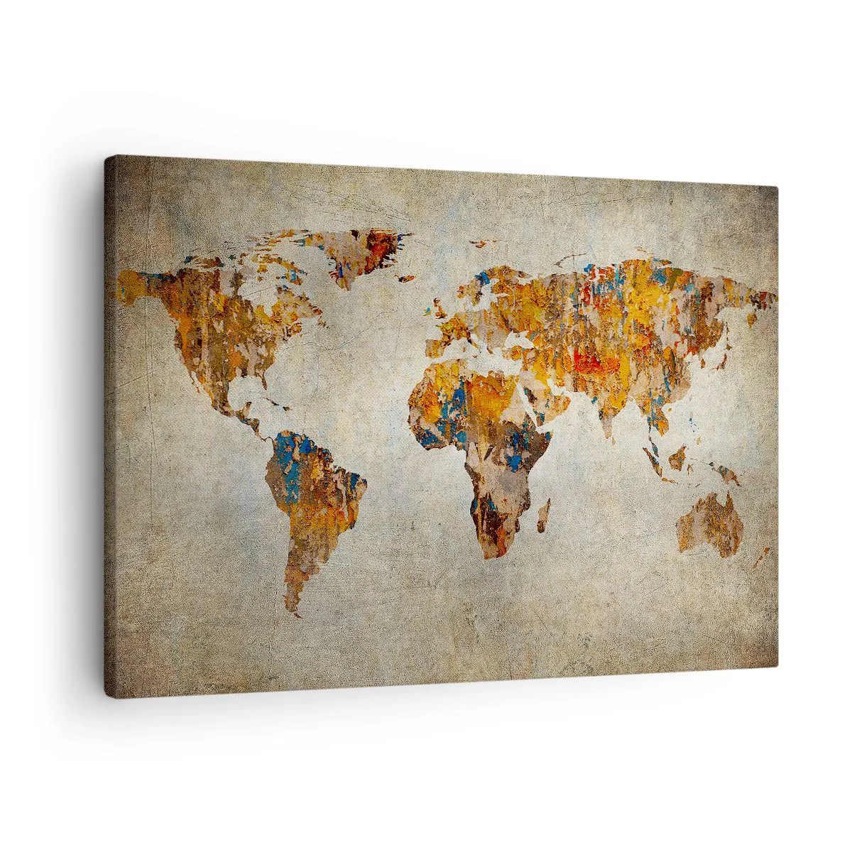 Canvas picture - Vintage world map with colorful accents - 70x50cm - Really Big World - Modern wall decoration for the living room and bedroom ARTTOR
