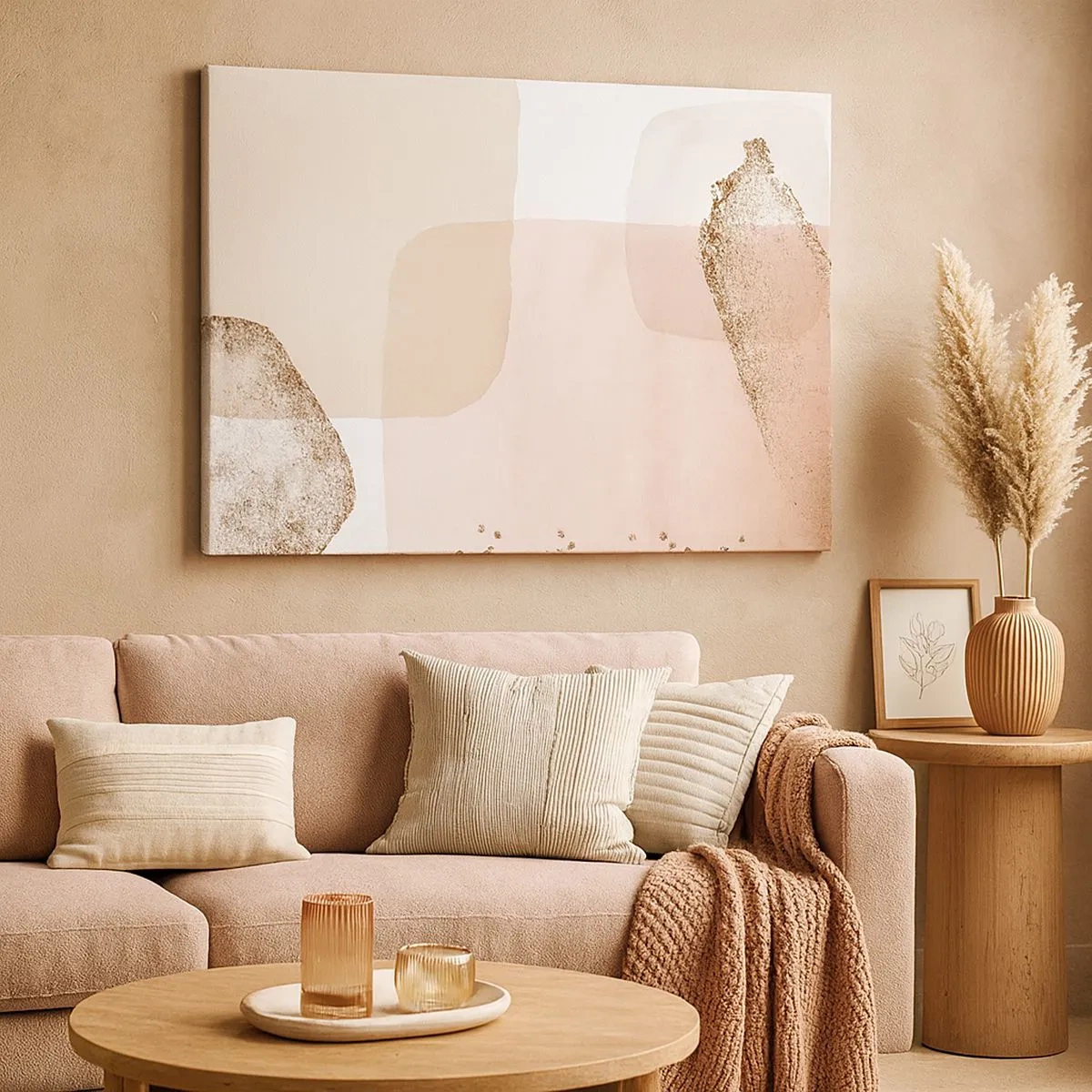 Canvas picture - Pastel spots with gold elements - 70x50cm - Look through Colour - Modern wall decoration for the living room and bedroom ARTTOR