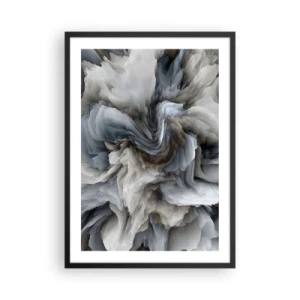 Poster in black frame - An abstract explosion of colors in shades of gray and blue. - 50x70cm - Stone and Flower - Modern wall decoration for the living room and bedroom ARTTOR