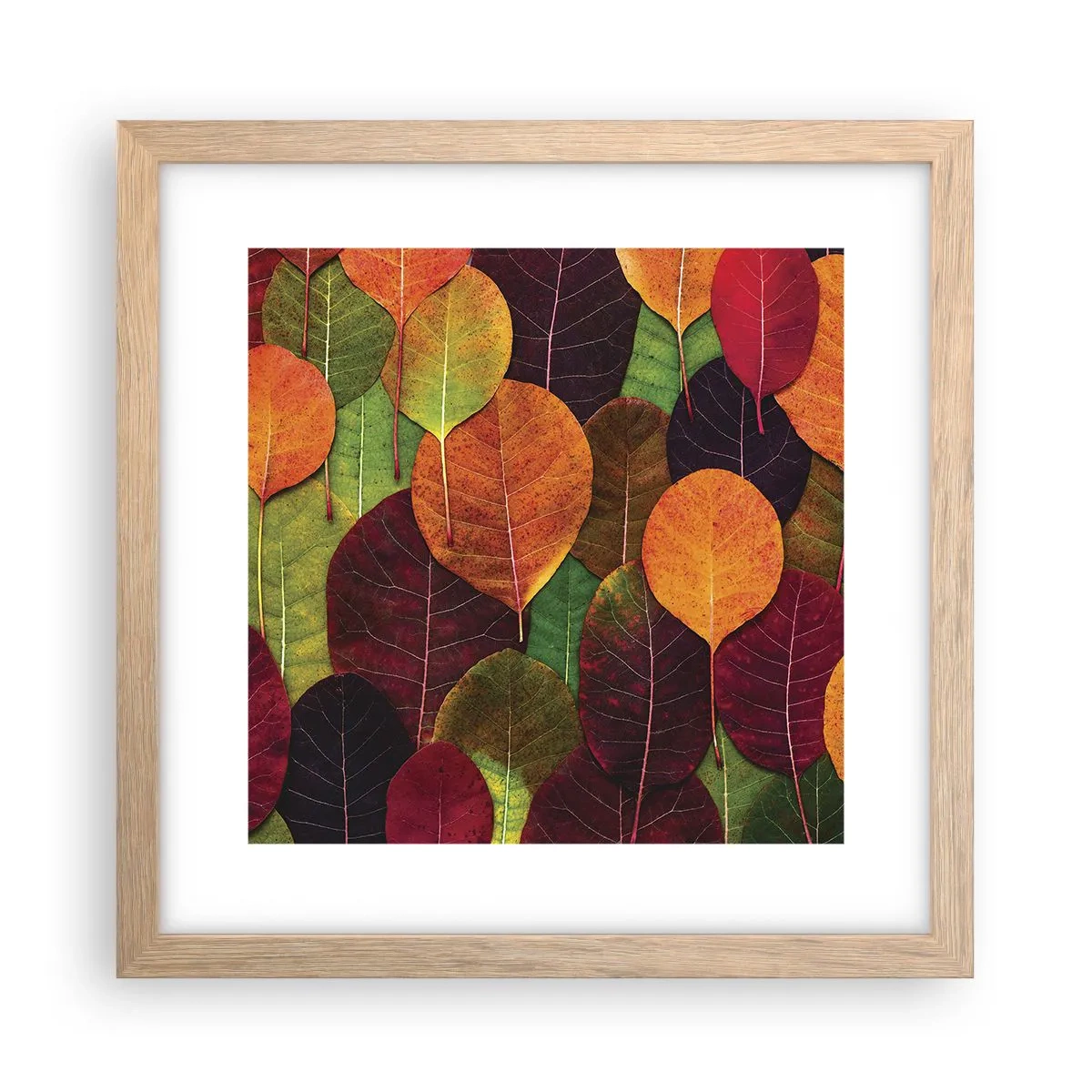 Poster in light oak frame - Autumn Mosaics - 30x30 cm
