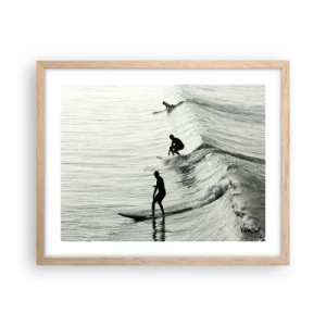 Poster in light oak frame - Meeting the Wave - 50x40 cm