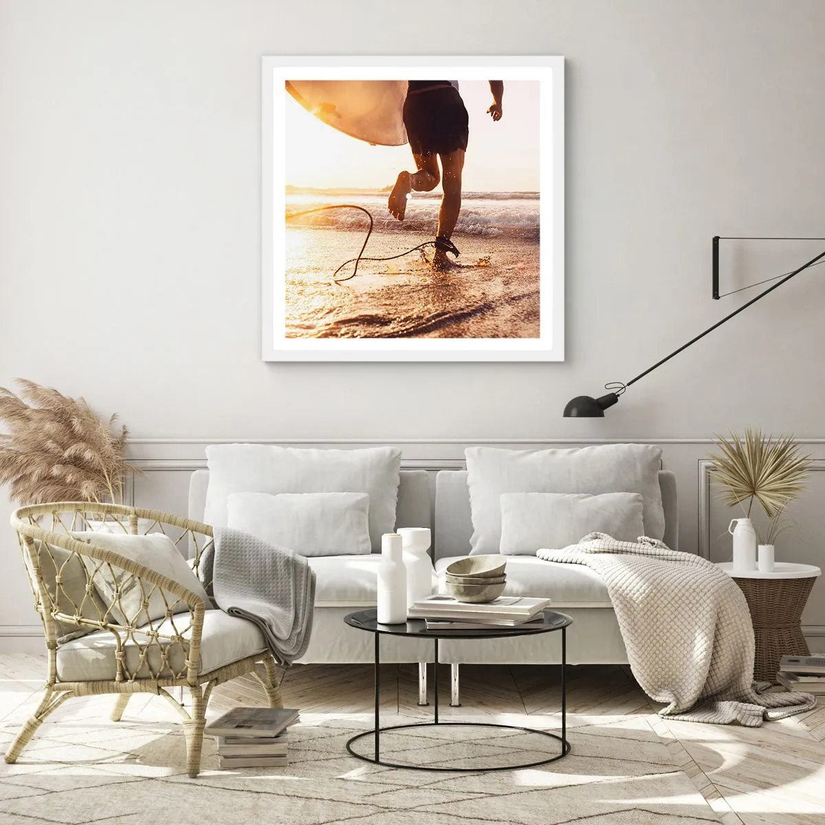 Poster in white frmae - Encounter with a Wave - 30x30 cm