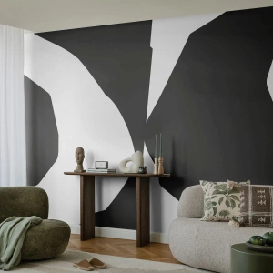 Photo Wallpaper Premium Canvas - Positive - Negative - Black and white, Abstraction, Piece - 350x256 cm