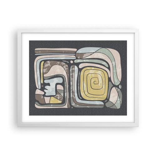 Poster in white frmae - Abstract in Precolumbian Style  - 50x40 cm