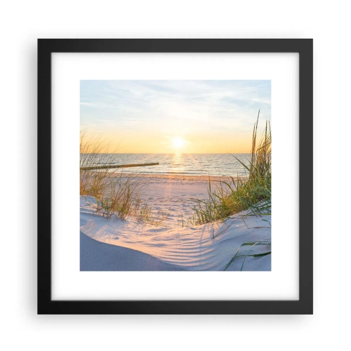 Poster in black frame - Sound of the Sea, Singing of the Birds, Wild Beach among Grass - 30x30 cm