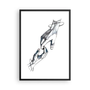 Poster in black frame - Abstract hands in an artistic composition of lines and colors - 50x70cm - Good Gesture - Modern wall decoration for the living room and bedroom ARTTOR