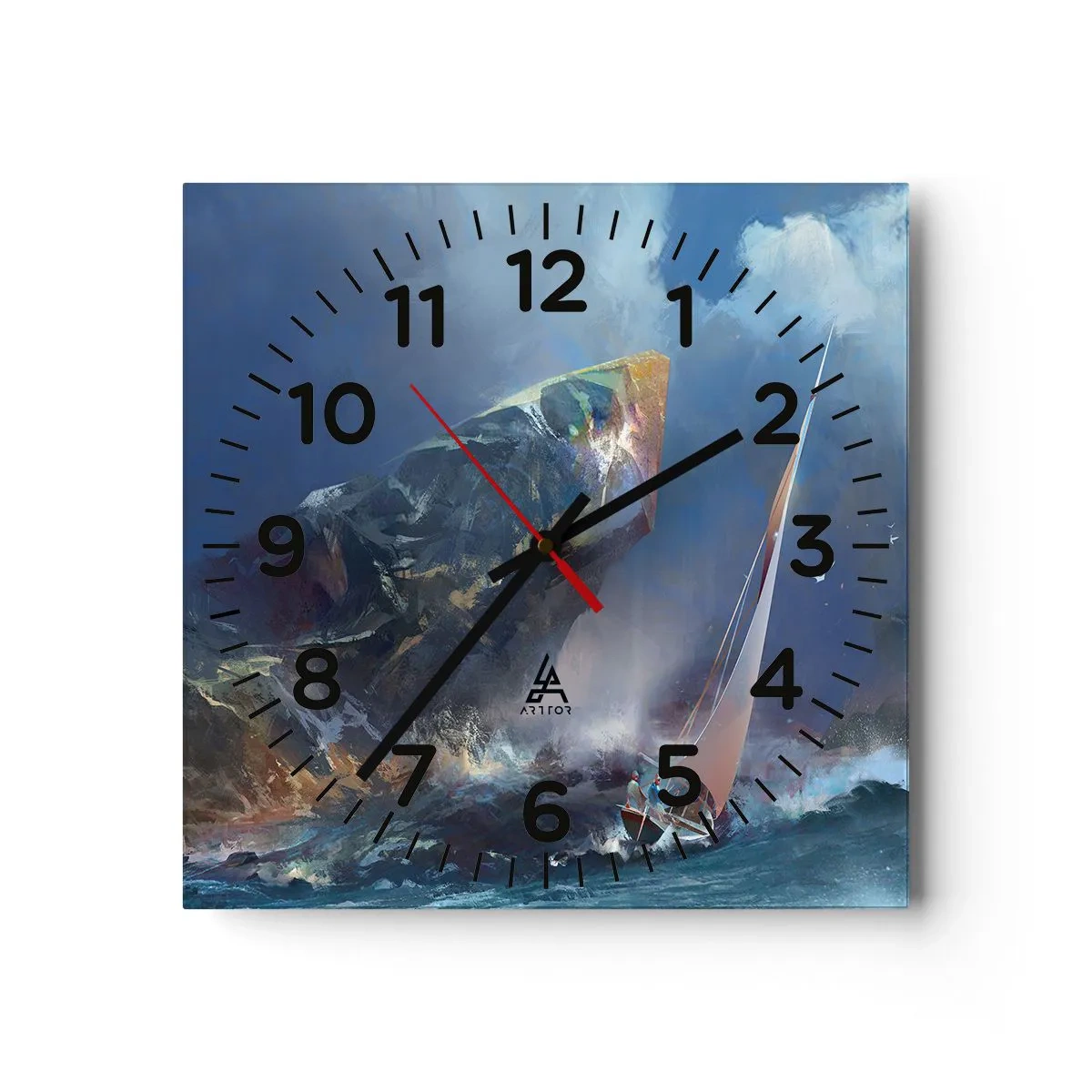 Wall clock - Clock on glass - Who Has the Courage, Wins - 30x30 cm