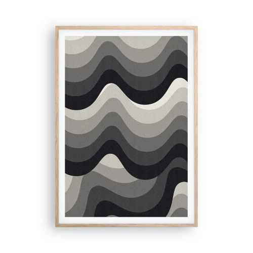 Poster in light oak frame - Wave after Wave - 70x100 cm