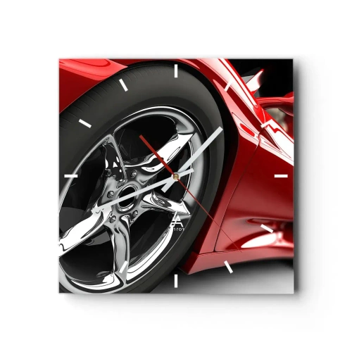Wall clock - Clock on glass - Born to Be Fast - 30x30 cm
