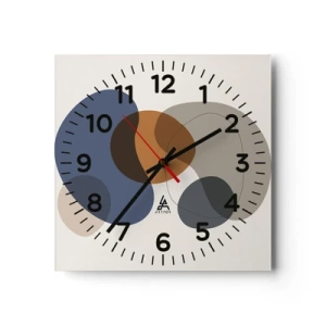 Wall clock - Clock on glass - Drops of Colours - 40x40 cm