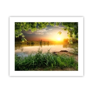 Poster - Landscape in a Green Frame - 50x40 cm