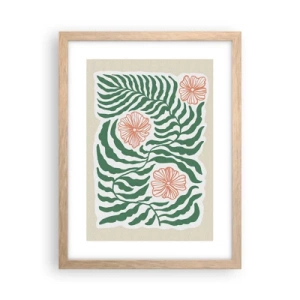 Poster in light oak frame - Blossoming in Green - 30x40 cm