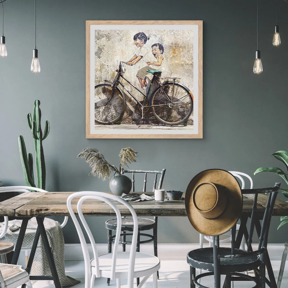 Poster in light oak frame - True or False? - 40x40 cm