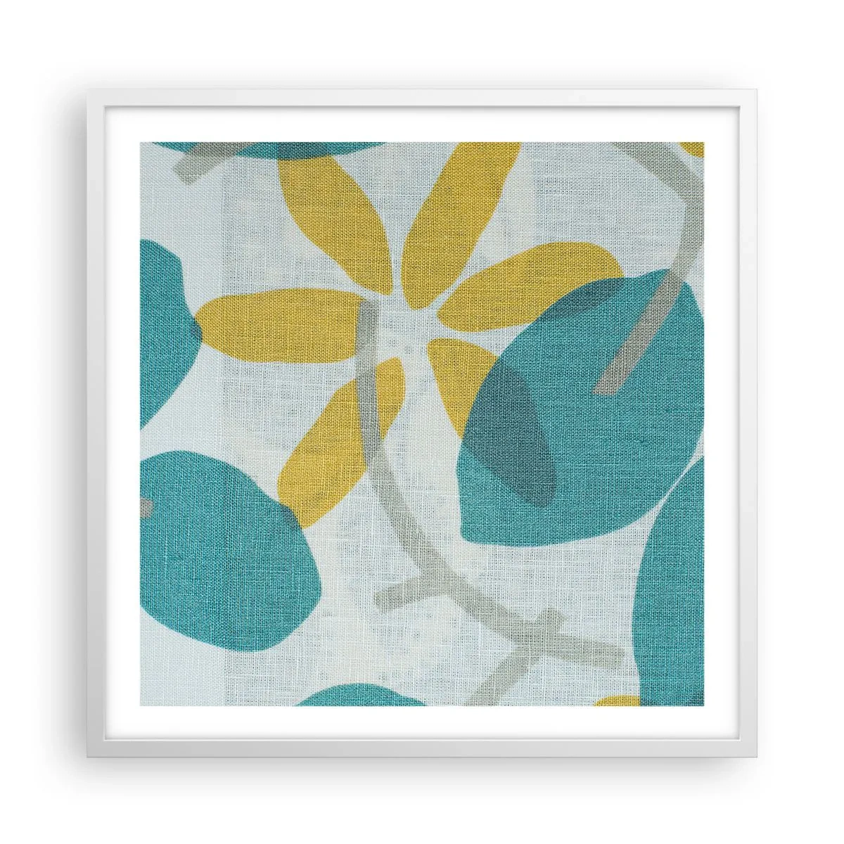 Poster in white frmae - Among Azure Leaves - 60x60 cm