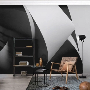 Self-Adhesive Photo Wallpaper Deluxe Sticker - Planes of Light Emerging from the Shadow - 3D, Subdued, Shapes - 450x315 cm