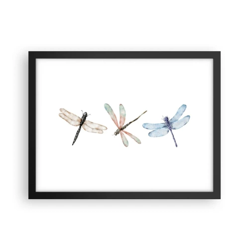 Poster in black frame - Lightness of Dragonflies - 40x30 cm