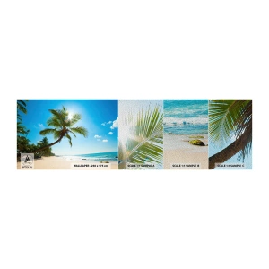 Photo Wallpaper Sample Premium Sand - Do Not Show to Anyone - Landscape, Beach, Coconut Palm - 100x30 cm