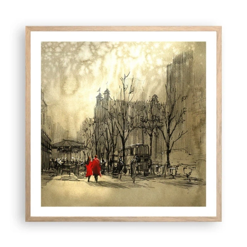 Poster in light oak frame - A Date in London Fog - 60x60 cm
