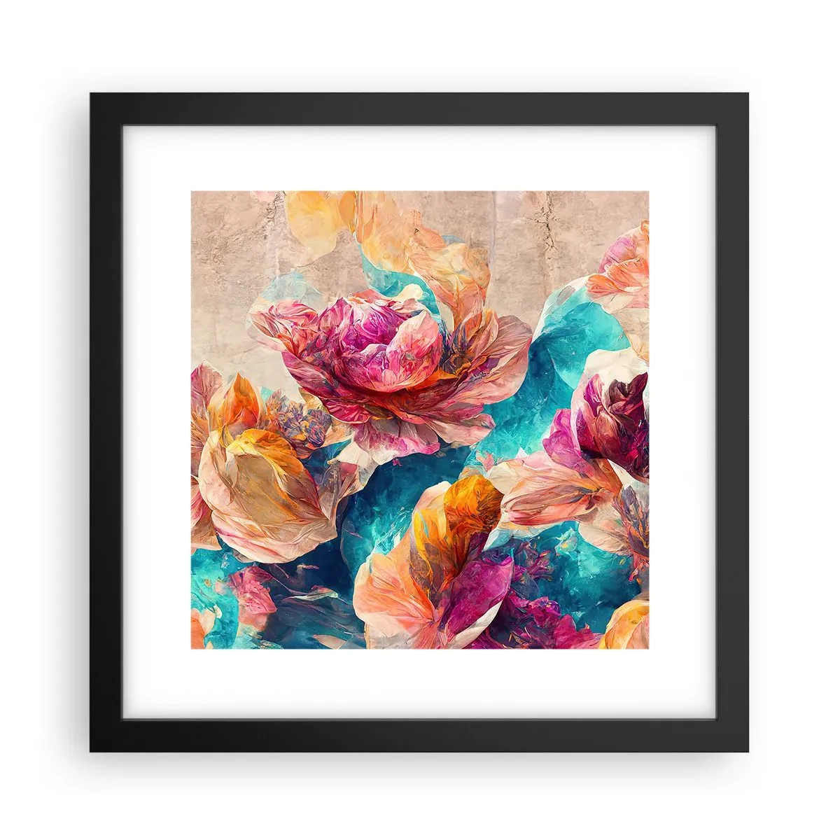 Poster in black frame - Colourful Splendour of a Bouquet - 30x30 cm