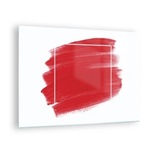 Glass picture - Abstract red spot with a white frame - 70x50cm - Without a Frame - Modern wall decoration for the living room and bedroom ARTTOR