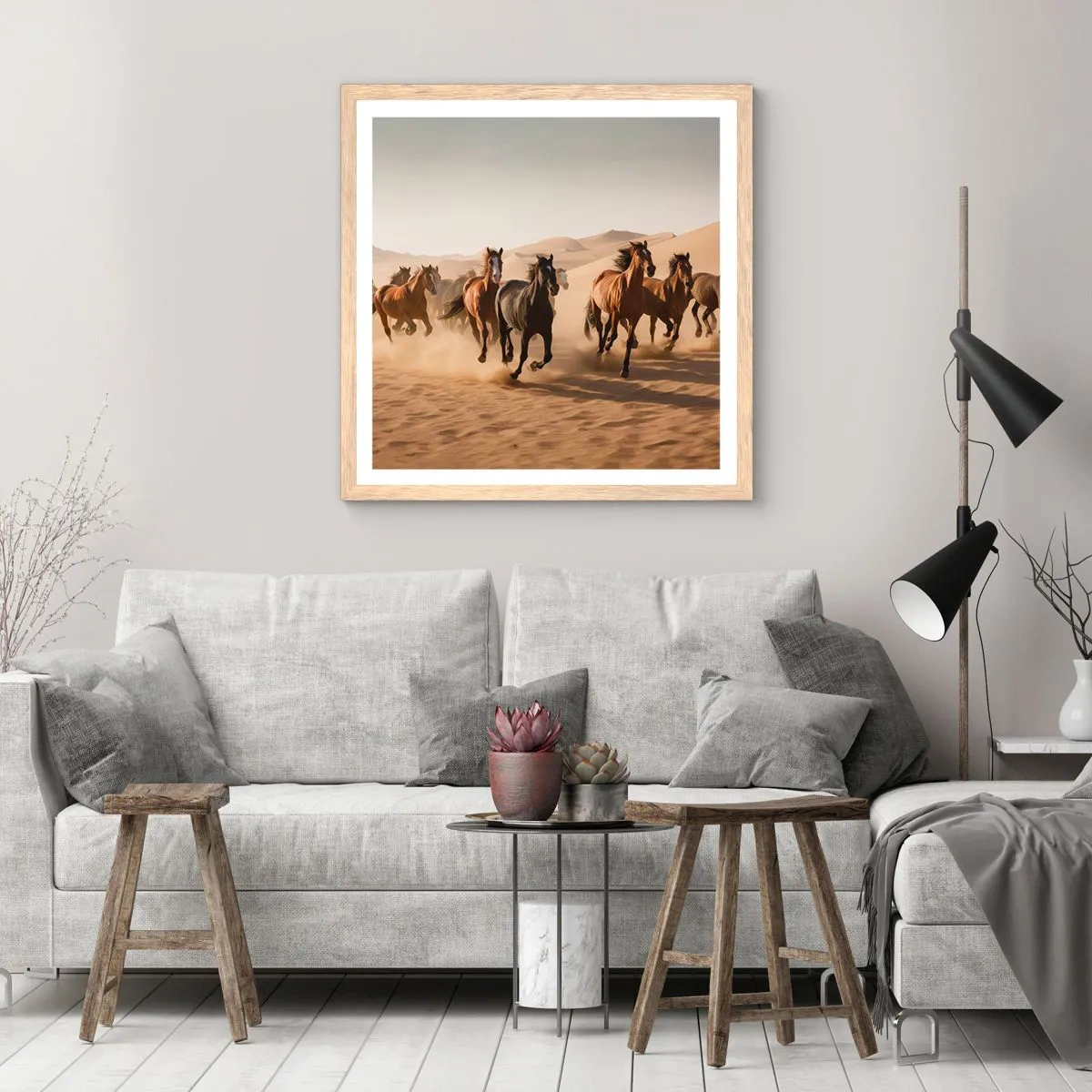 Poster in light oak frame - Free as a Wind - 50x50 cm