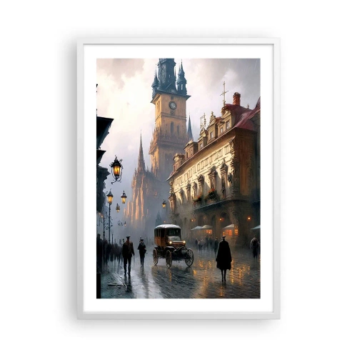 Poster in white frmae - Charm of Evening in Prague - 50x70 cm